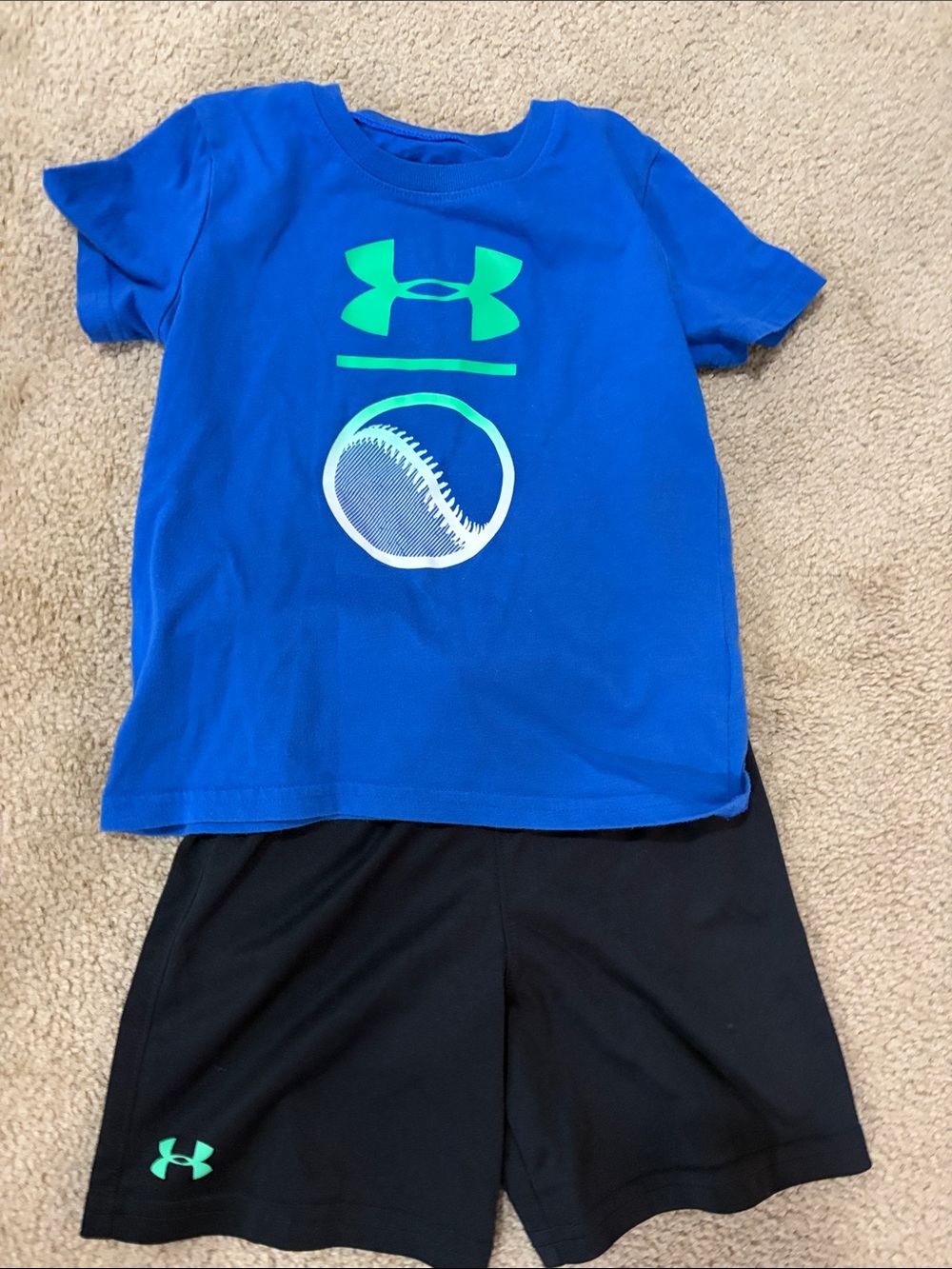 Under Armour Boys Royal Blue Short Sleeve Tee with Green Logo